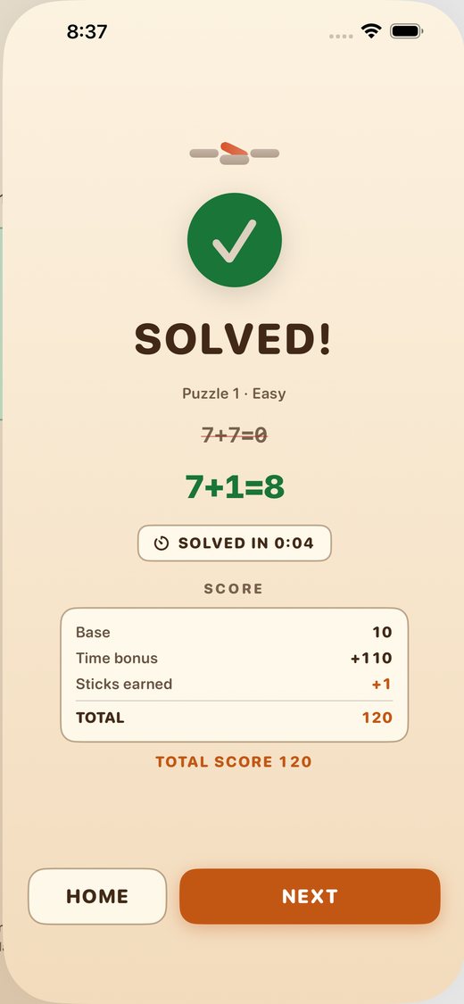 The solved sheet with the score breakdown